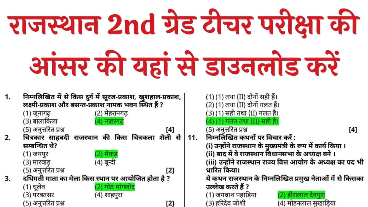 RPSC 2nd Grade Teacher Answer Key 2025: राजस्थान सेकंड ग्रेड टीचर परीक्षा की आंसर की यहां से डाउनलोड करें
